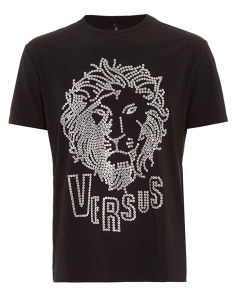 Versus by Versace Men's Encrusted Lion Head Logo T